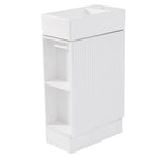 Petit meuble-lavabo de salle de bain avec évier en céramique et étagères ouvertes