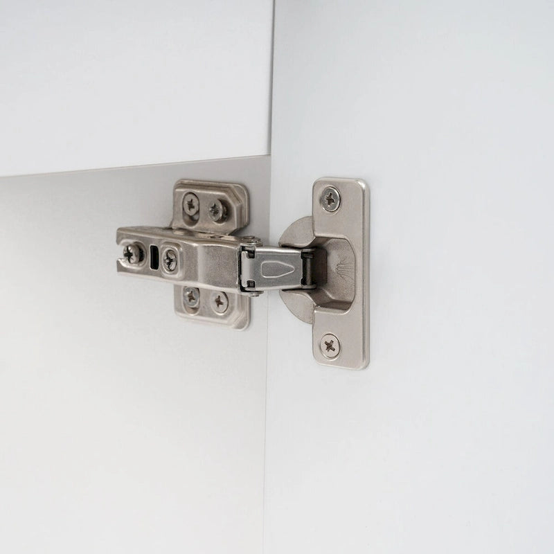 Petit meuble-lavabo de salle de bain avec évier en céramique et étagères ouvertes