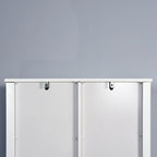 Meuble de rangement pour toilettes avec porte coulissante type « porte de grange », étagères réglables, blanc