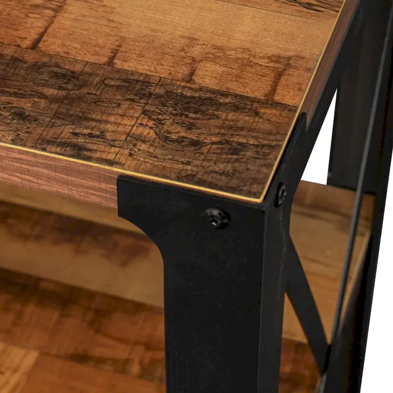 Meuble TV industriel avec portes d'armoire grillagées et étagères ouvertes, Noyer / Blanc / Expresso