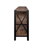 Meuble TV industriel avec portes d'armoire grillagées et étagères ouvertes, Noyer / Blanc / Expresso