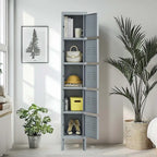Casier de rangement en métal gris à 5 portes avec serrures individuelles, Armoire haute en acier