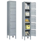Casier de rangement en métal gris à 5 portes avec serrures individuelles, Armoire haute en acier