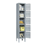 Casier de rangement en métal gris à 5 portes avec serrures individuelles, Armoire haute en acier