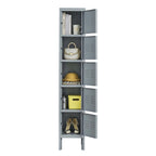 Casier de rangement en métal gris à 5 portes avec serrures individuelles, Armoire haute en acier