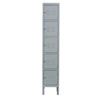 Casier de rangement en métal gris à 5 portes avec serrures individuelles, Armoire haute en acier
